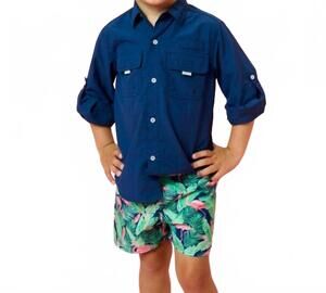 NEW RUGGED BUTTS water-repellent swim trunks in flamingo frenzy